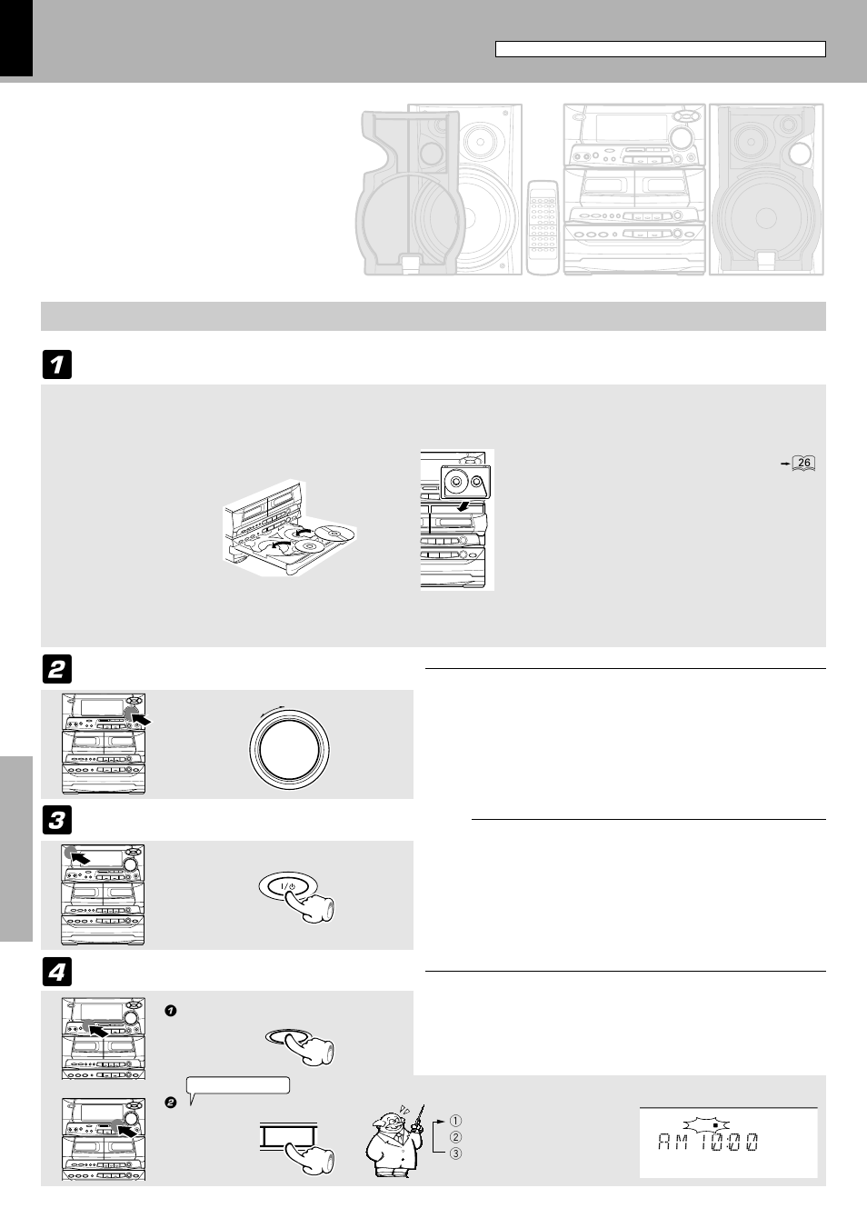 Timer programming, A m 1 ) ) ), Select a program no | Adjust the clock before setting the timer | Kenwood XD-500 User Manual | Page 52 / 60