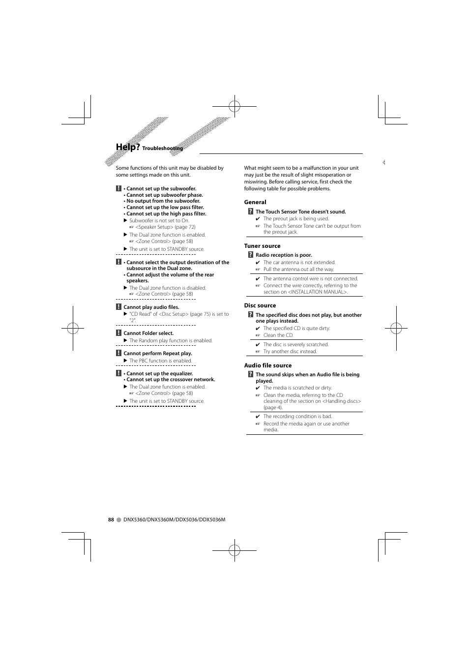 Help | Kenwood DNX5360M User Manual | Page 88 / 96