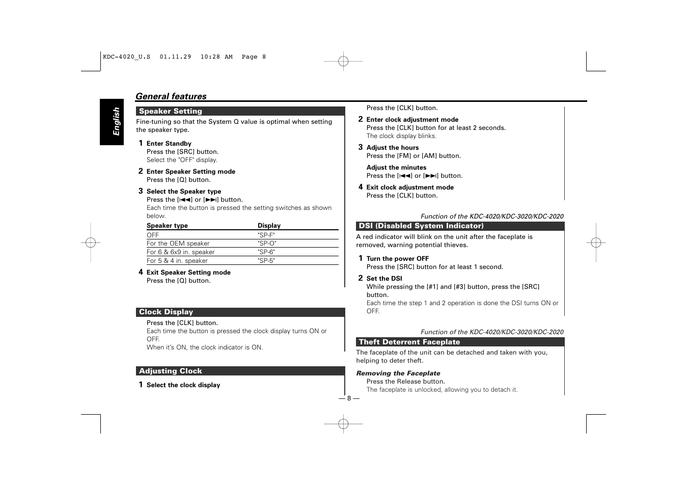 Kenwood KDC-2020 User Manual | Page 8 / 22