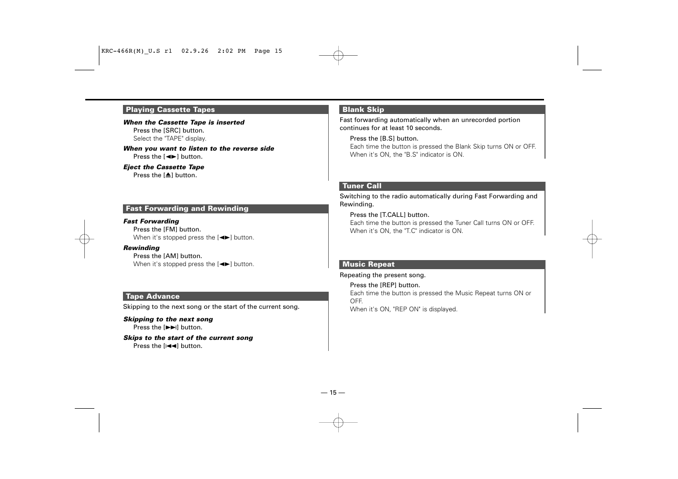 Kenwood KRC-366L User Manual | Page 15 / 32