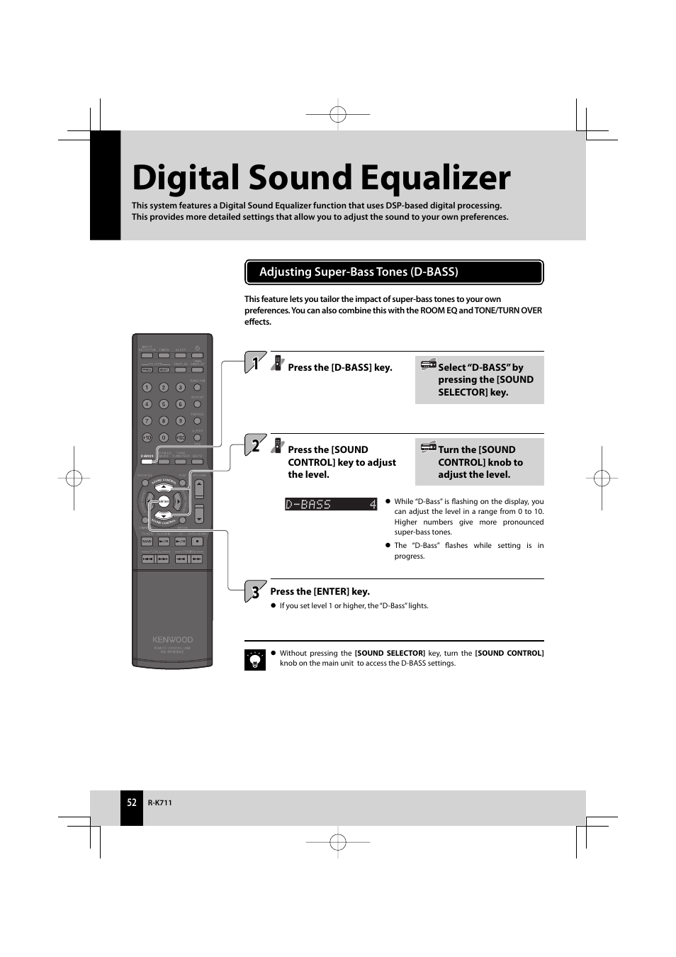 Digital sound equalizer | Kenwood R-K711 User Manual | Page 52 / 80