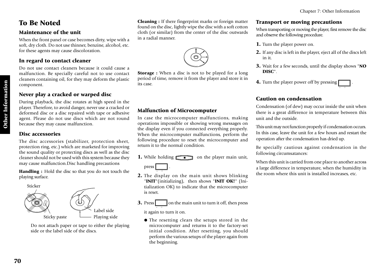 To be noted | Kenwood DV-5700 User Manual | Page 70 / 76