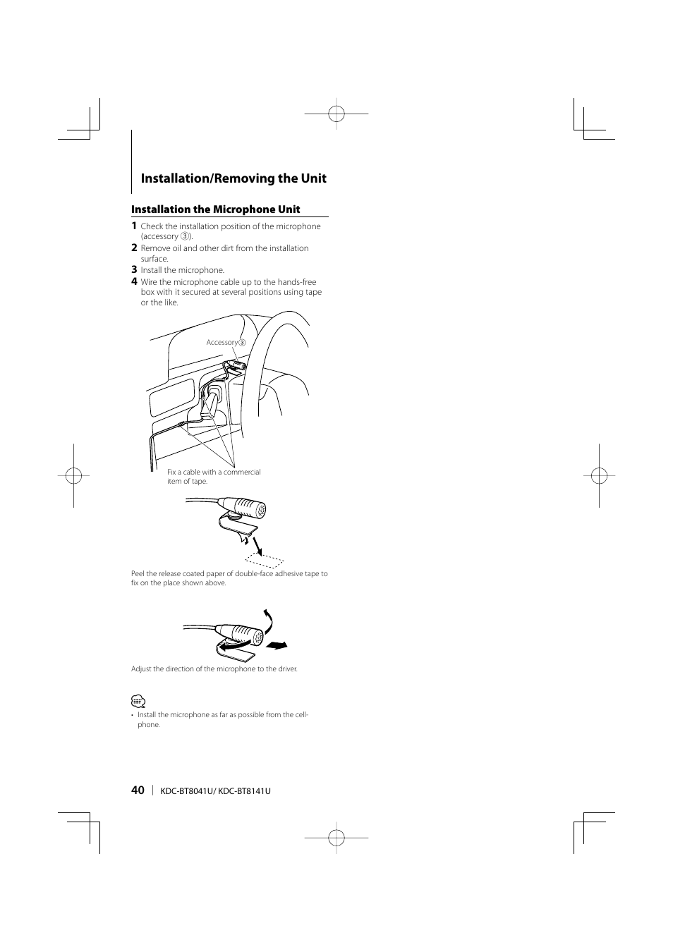 Installation/removing the unit | Kenwood KDC-BT8041U User Manual | Page 40 / 48
