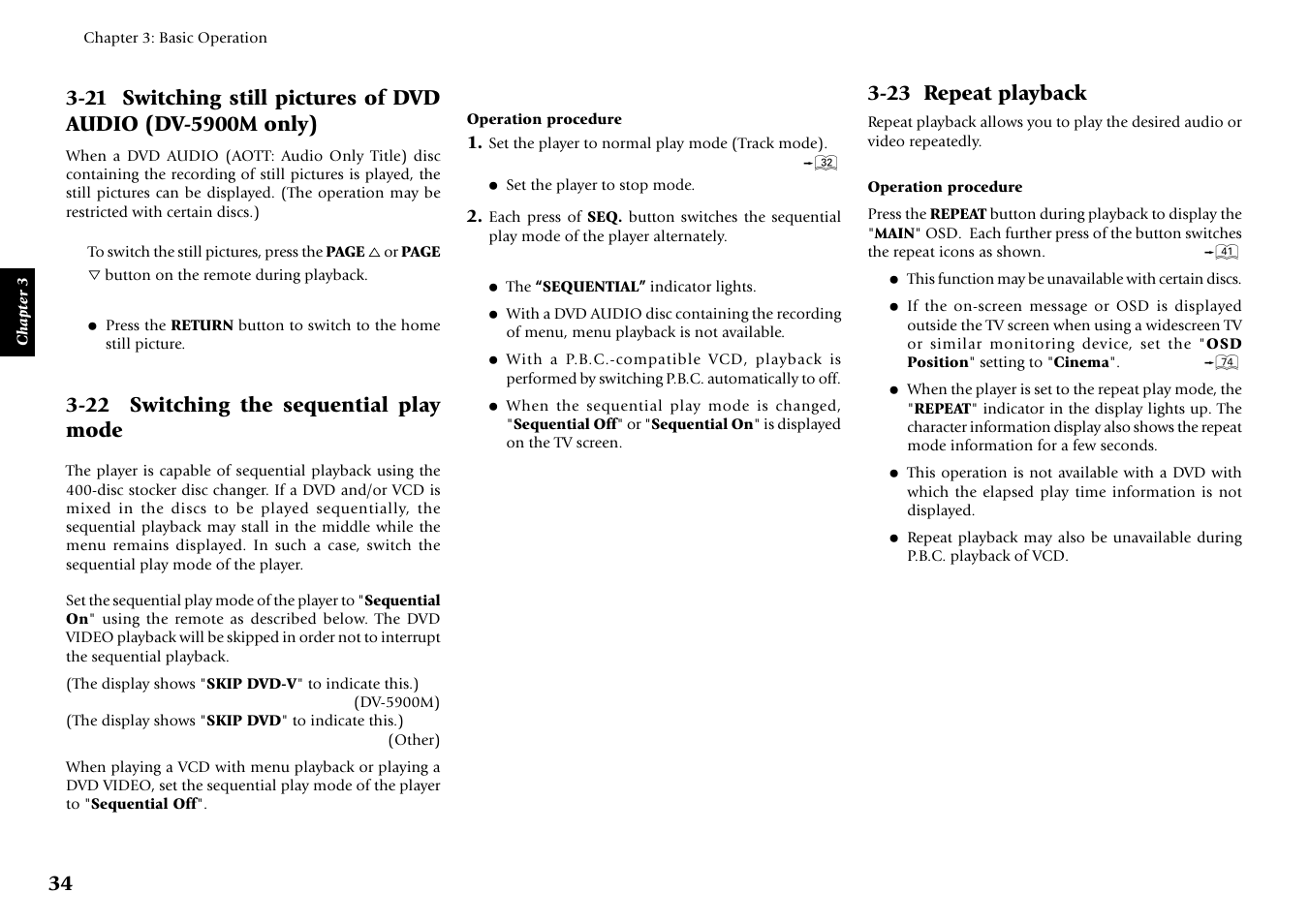 21 switching the sequential play mode, 22 switching the sequential play mode, 23 repeat playback | Kenwood DVF-J6050 User Manual | Page 34 / 96