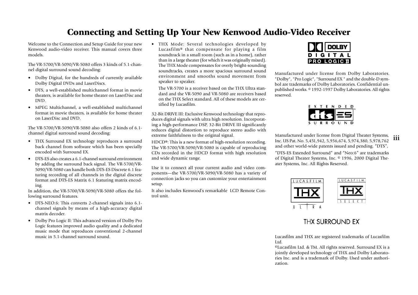 Kenwood VR-5080 User Manual | Page 3 / 60
