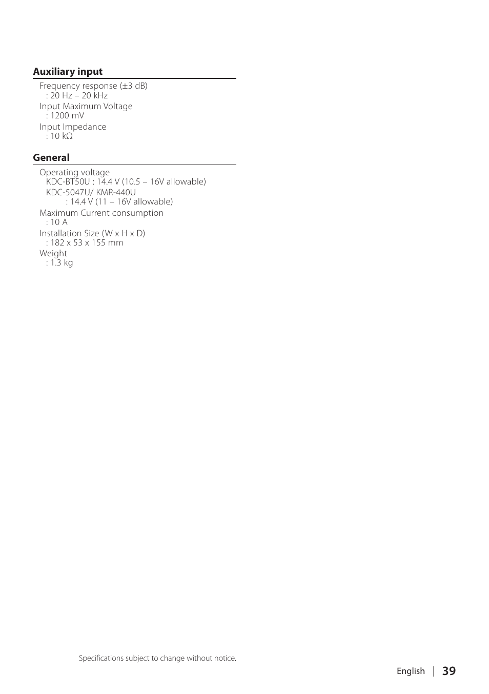 Kenwood KDC-5047U User Manual | Page 39 / 41