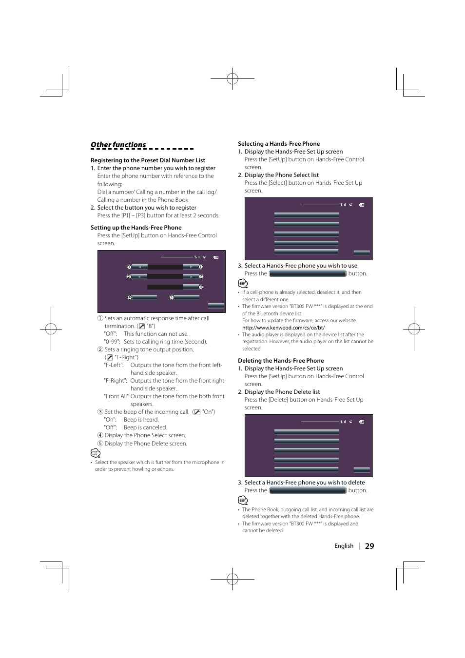 Other functions | Kenwood KCA-BT300 User Manual | Page 29 / 104