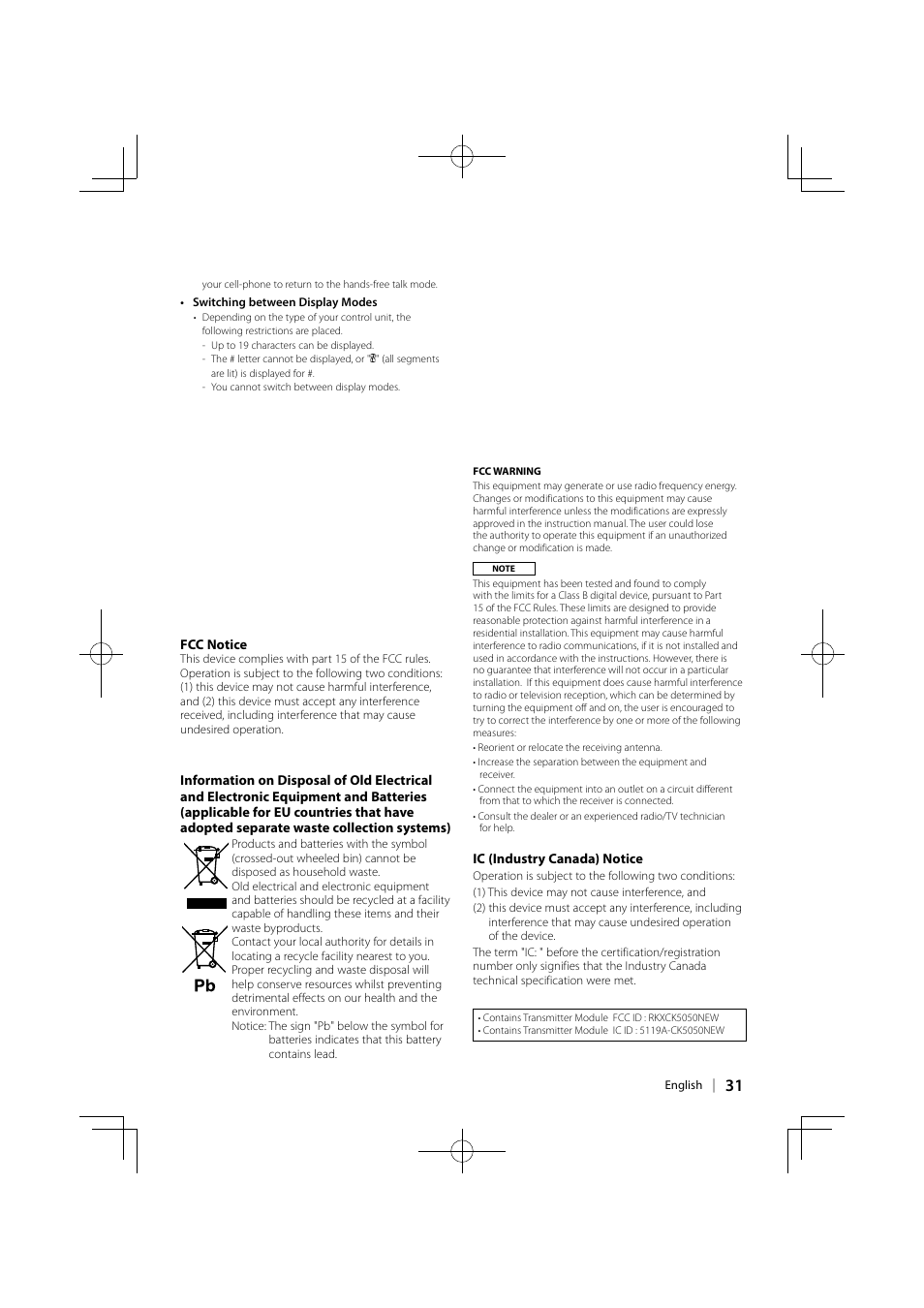 Kenwood KCA-BT300 User Manual | Page 31 / 104