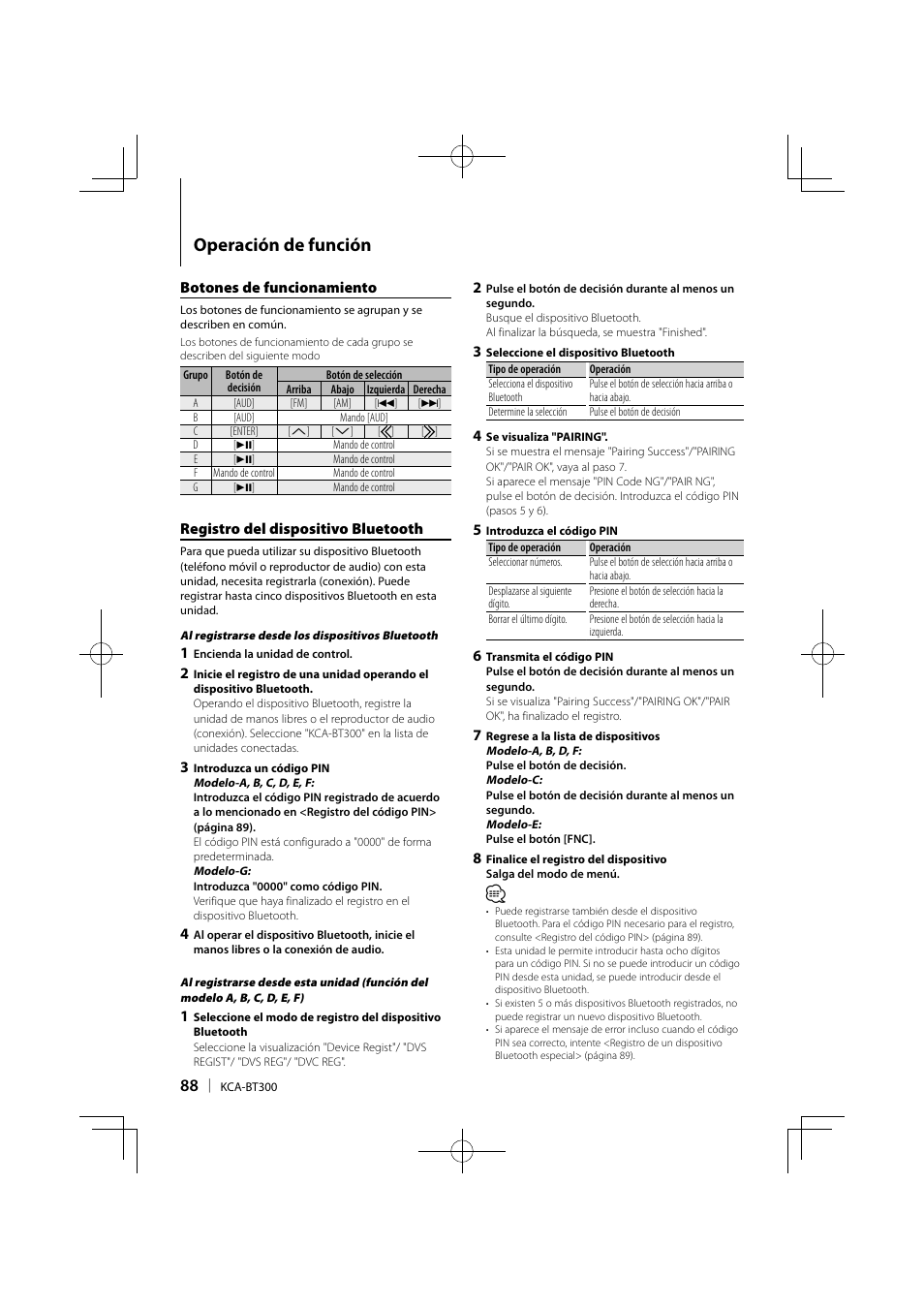 Operación de función | Kenwood KCA-BT300 User Manual | Page 88 / 104