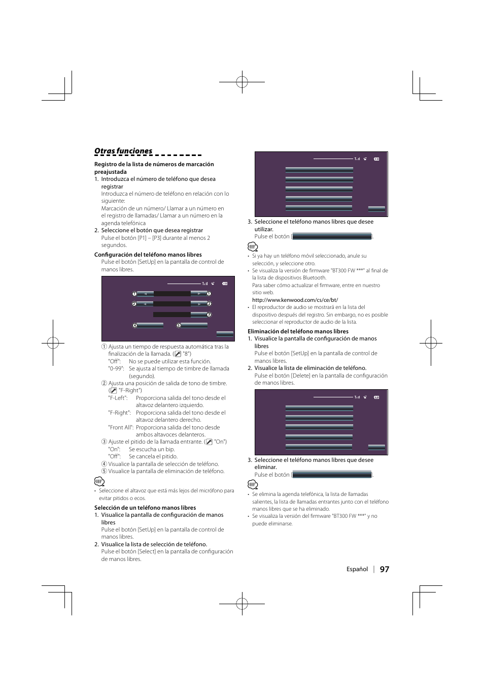 Otras funciones | Kenwood KCA-BT300 User Manual | Page 97 / 104