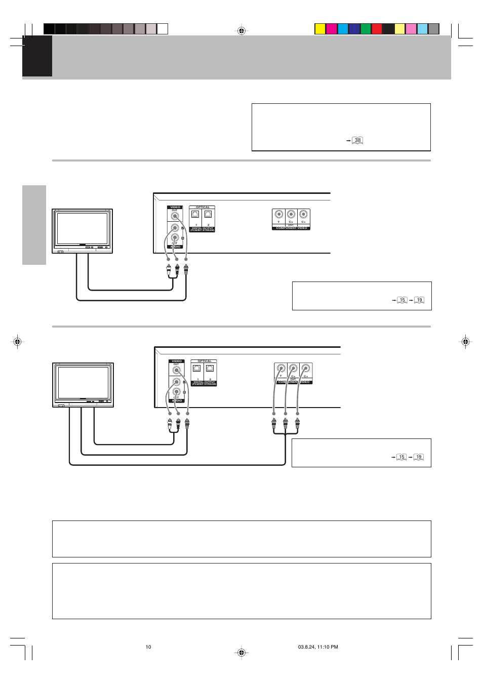 System connections, Malfunction of microcomputer, Dts disclaimer clause | Connection with tv, Preparations, Caution | Kenwood DVF-S500 User Manual | Page 10 / 40