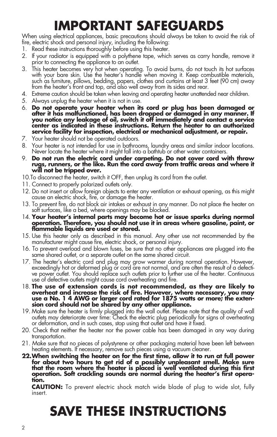 Important safeguards, Save these instructions | Kenwood EW7507EK User Manual | Page 2 / 15
