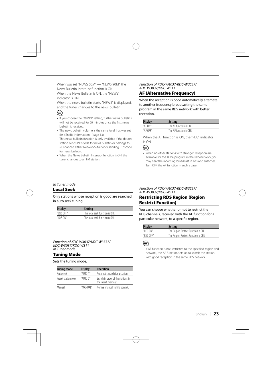 Kenwood KDC-W311 User Manual | Page 23 / 36