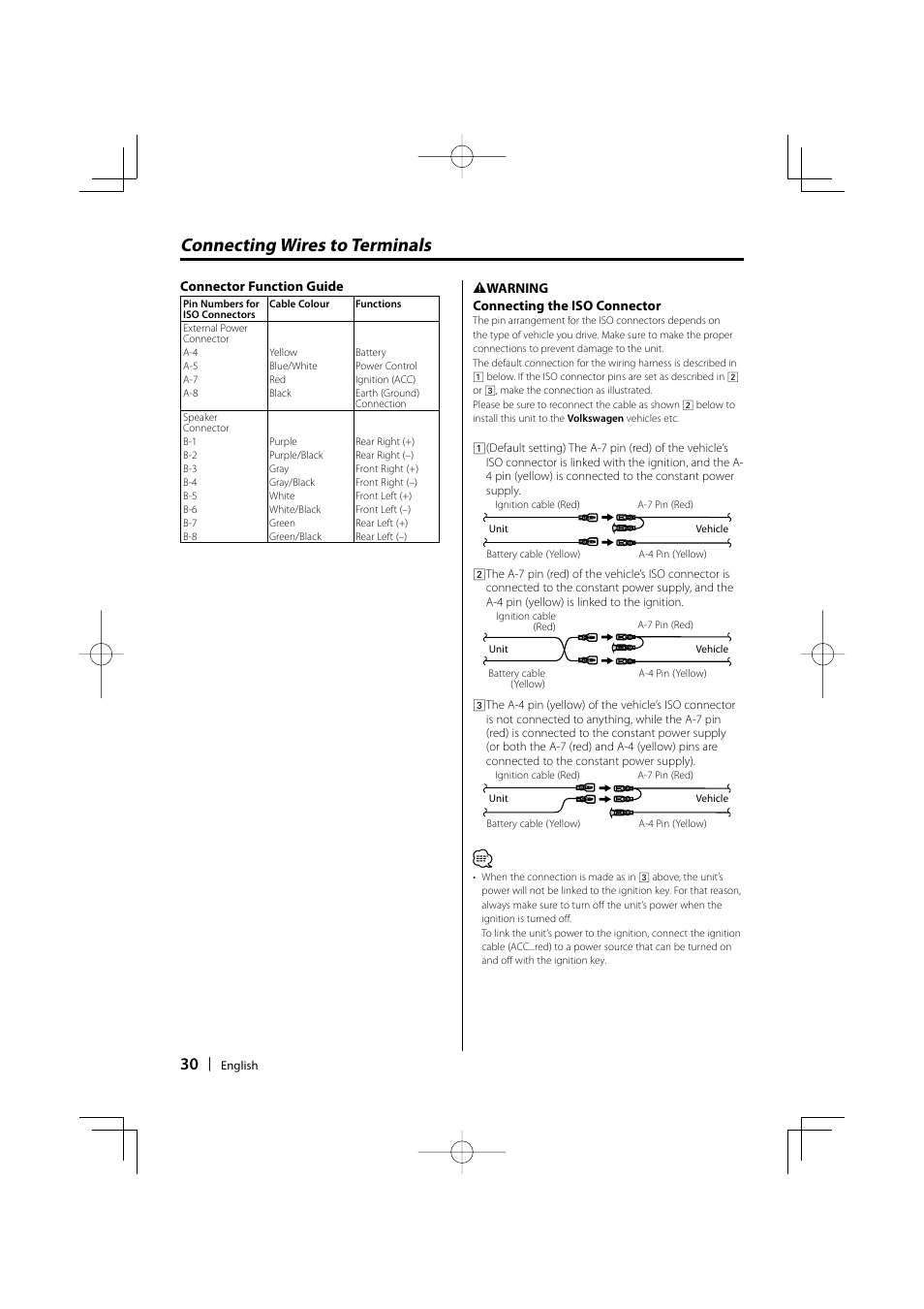 Connecting wires to terminals | Kenwood KDC-W311 User Manual | Page 30 / 36