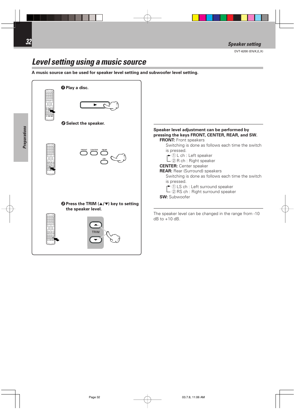 Level setting using a music source | Kenwood DVT-6200 User Manual | Page 32 / 60