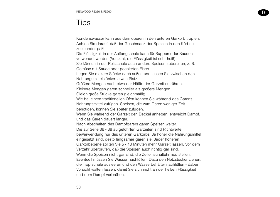 Tips | Kenwood FS260 User Manual | Page 34 / 49