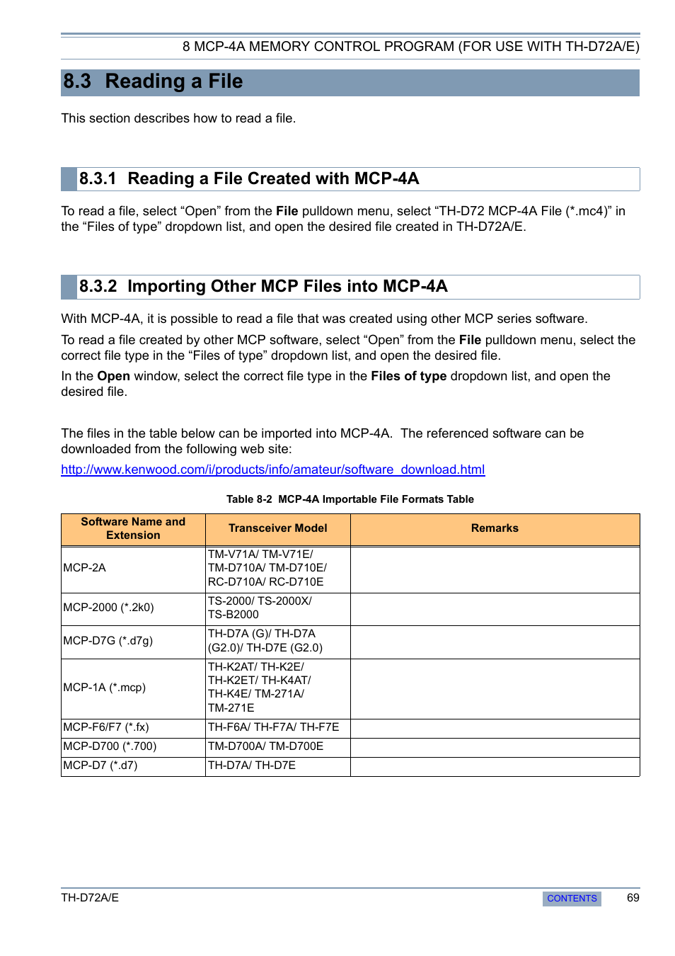 3 reading a file, 1 reading a file created with mcp-4a, 2 importing other mcp files into mcp-4a | Reading a file created with mcp-4a, Importing other mcp files into mcp-4a | Kenwood TH-D72A/E User Manual | Page 77 / 92