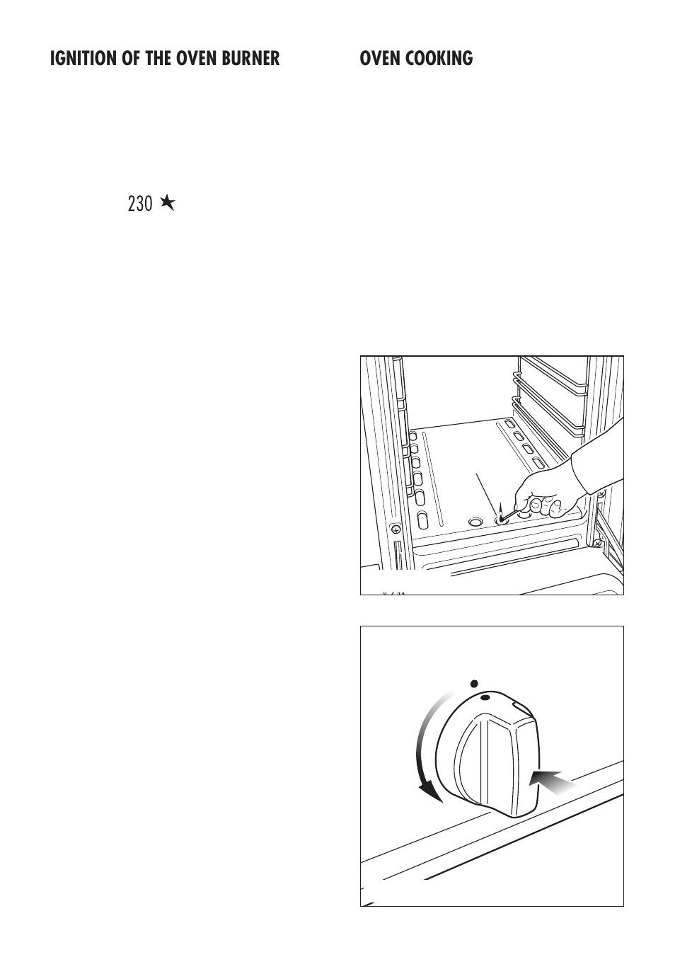 Foven cooking, Ignition of the oven burner | Kenwood CK 300 User Manual | Page 16 / 48