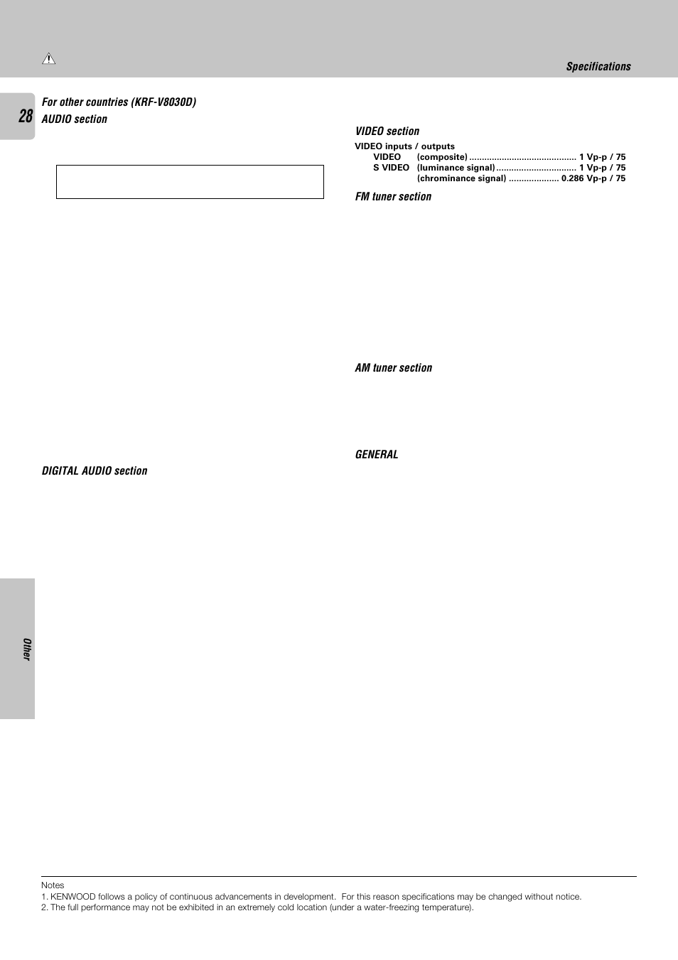 Kenwood KRF-V8030D User Manual | Page 28 / 42