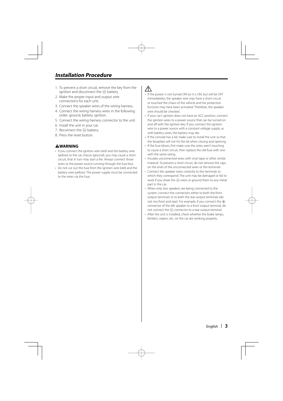 Installation procedure | Kenwood KVT-739DVD User Manual | Page 3 / 12