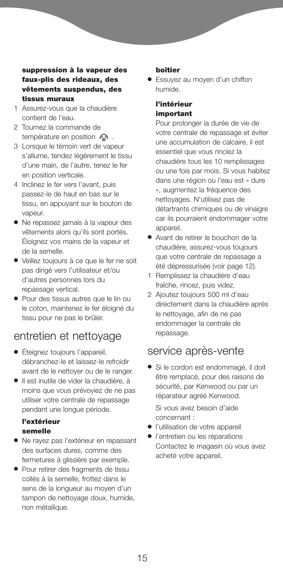 Entretien et nettoyage, Service après-vente | Kenwood IC400 Series User Manual | Page 17 / 90