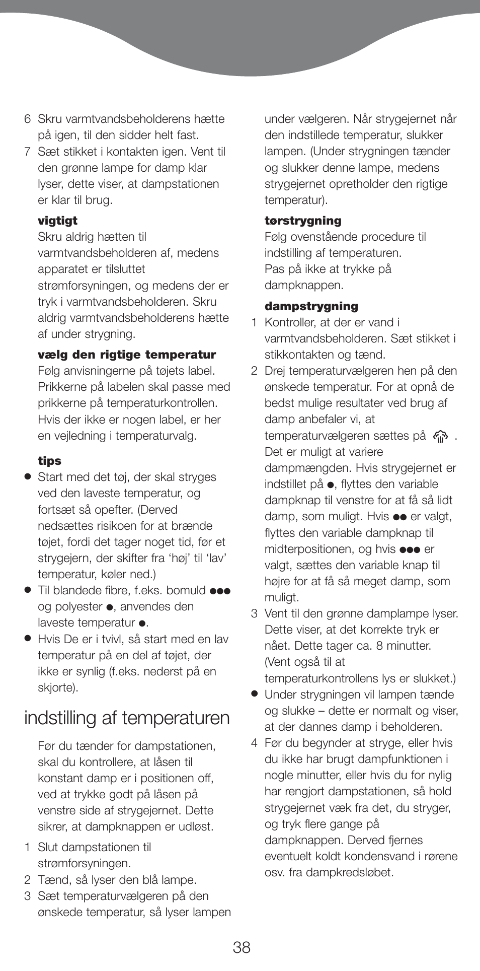 Indstilling af temperaturen | Kenwood IC400 Series User Manual | Page 40 / 90
