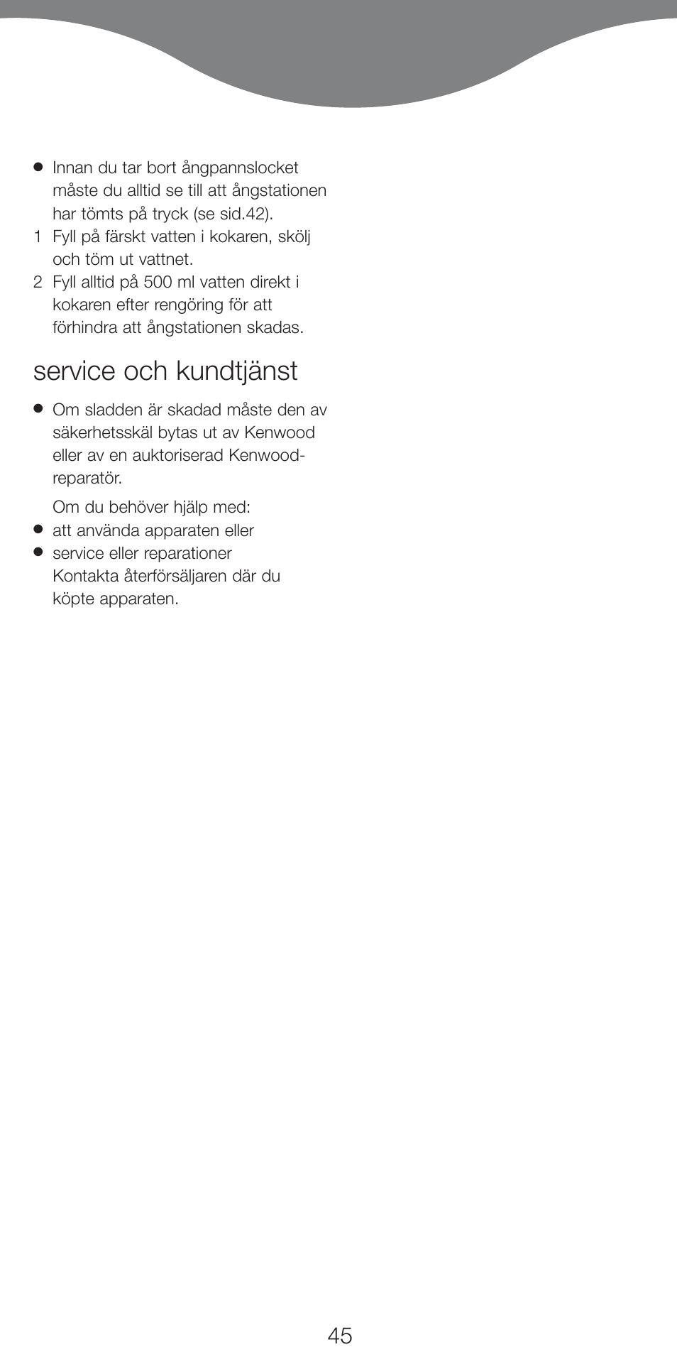 Service och kundtjänst | Kenwood IC400 Series User Manual | Page 47 / 90