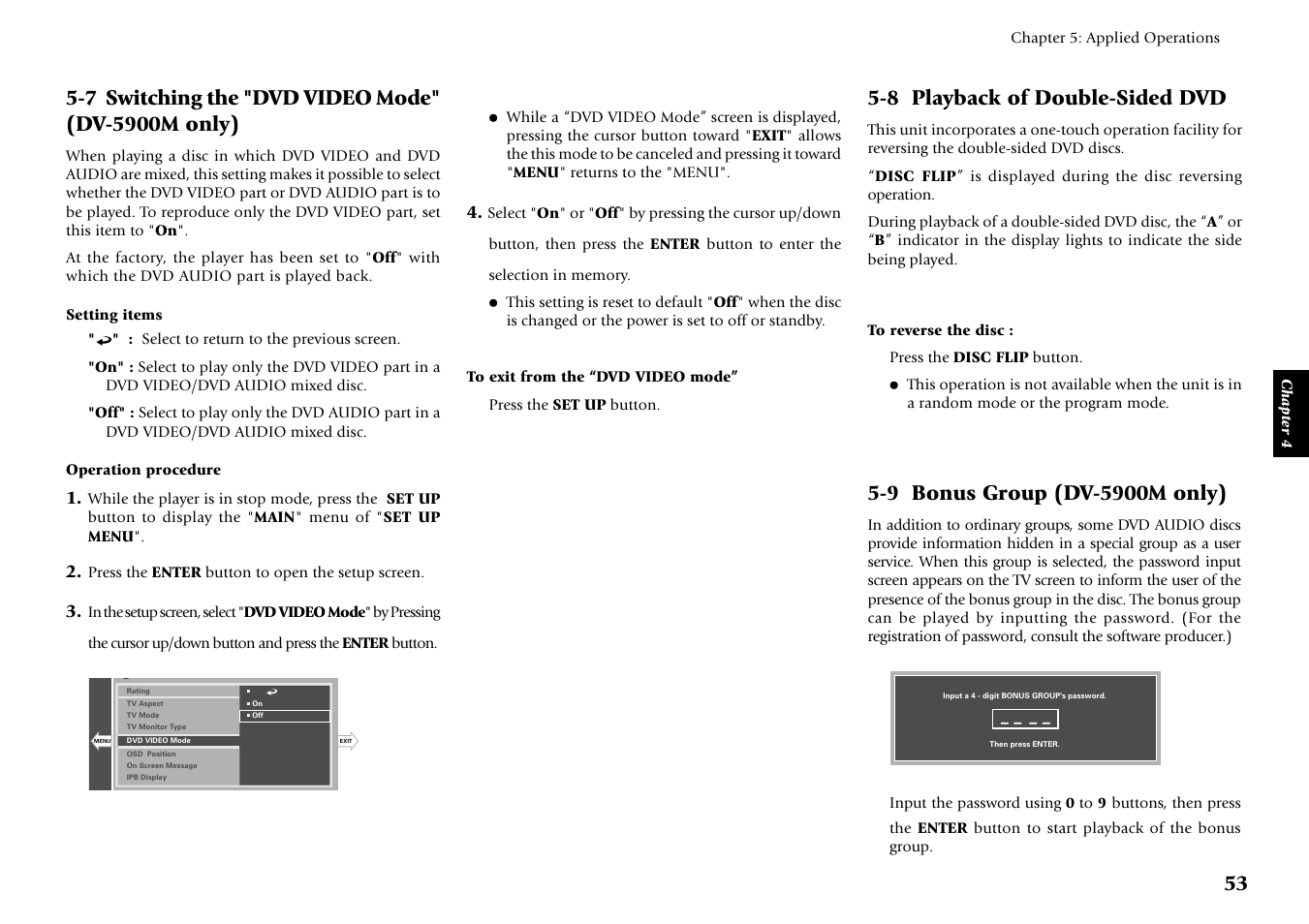 7 switching the "dvd video mode"(dv-5900m only), 8 playback of double-sided dvd, 9 bonus group (dv-5900m only) | Kenwood DV-5900M User Manual | Page 53 / 96