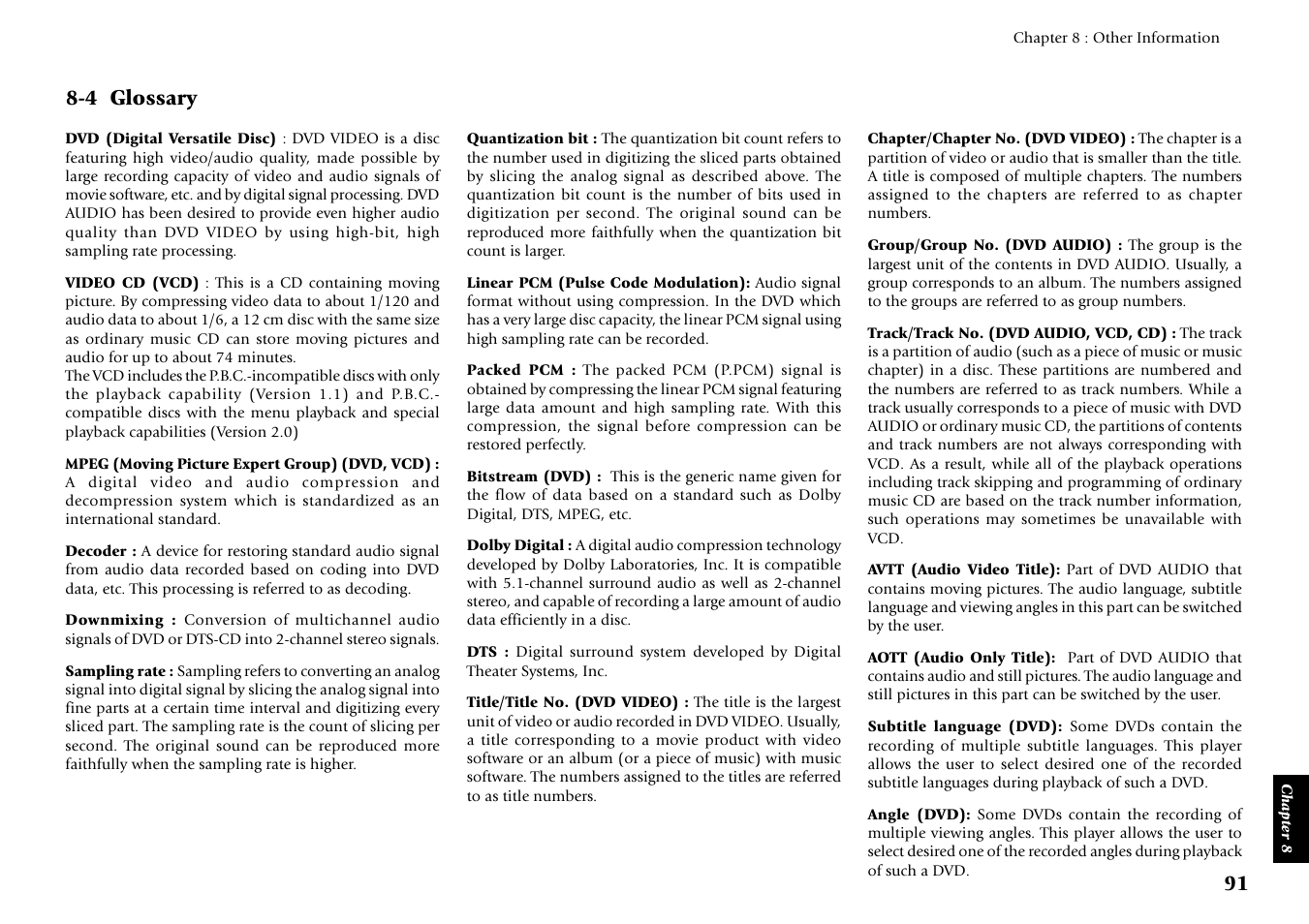 4 glossary | Kenwood DV-5900M User Manual | Page 91 / 96