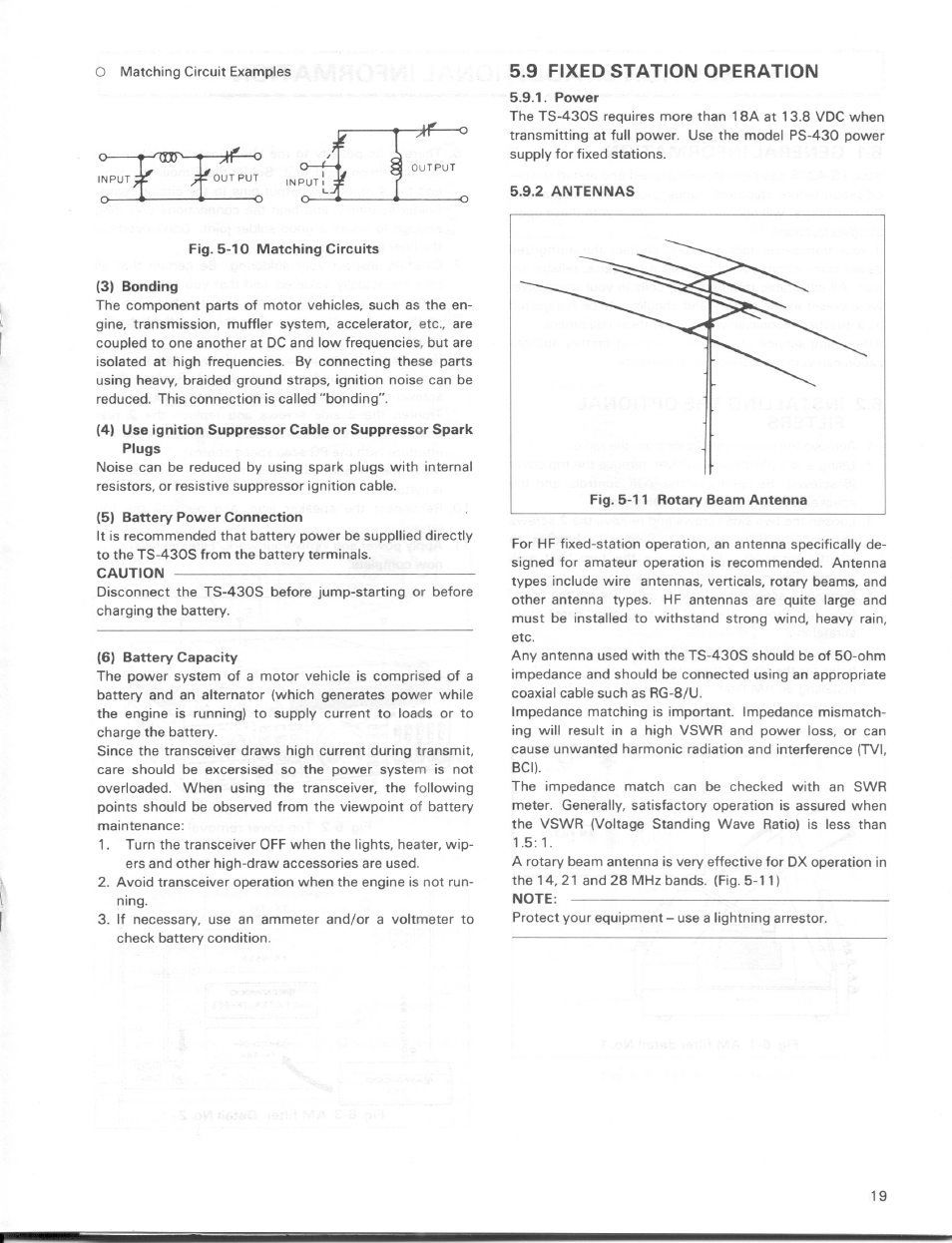 9 fixed station operation | Kenwood TS-430S User Manual | Page 19 / 38