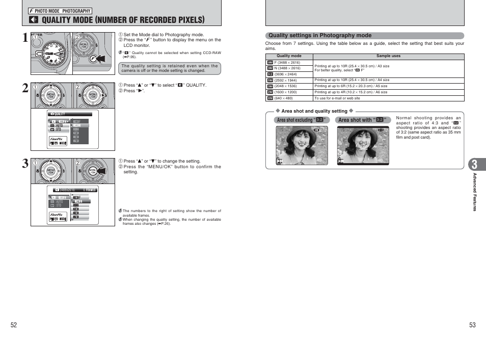 Quality mode (number of recorded pixels) | FujiFilm FinePix E900 User Manual | Page 27 / 69