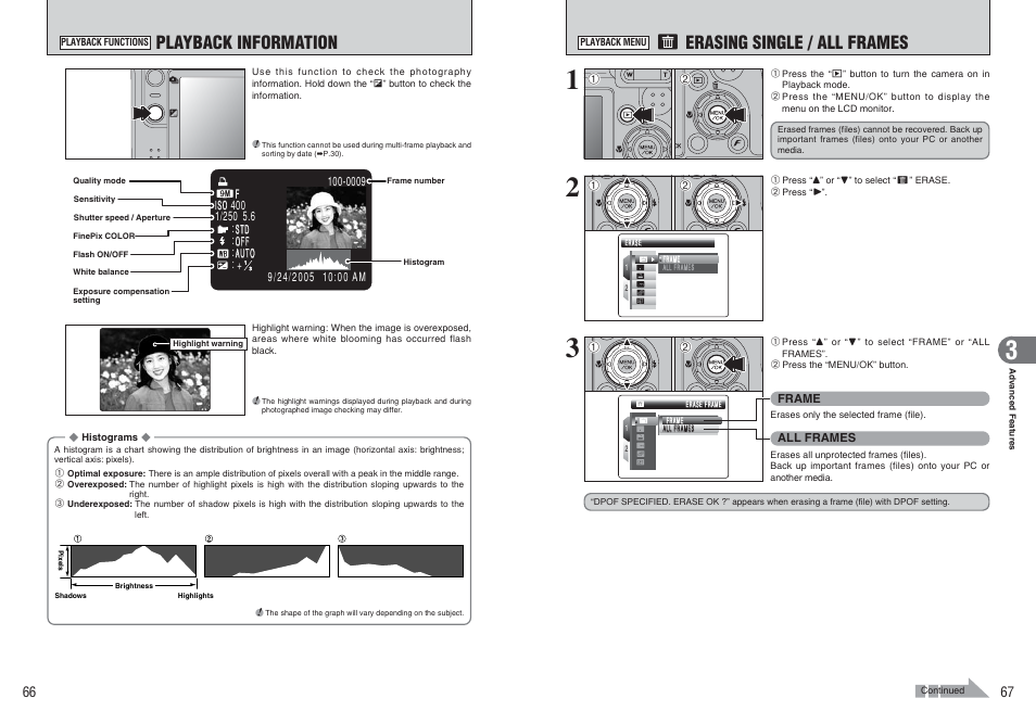 Playback information, Ò erasing single / all frames | FujiFilm FinePix E900 User Manual | Page 34 / 69