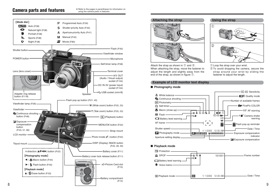 Camera parts and features | FujiFilm FinePix E900 User Manual | Page 5 / 69