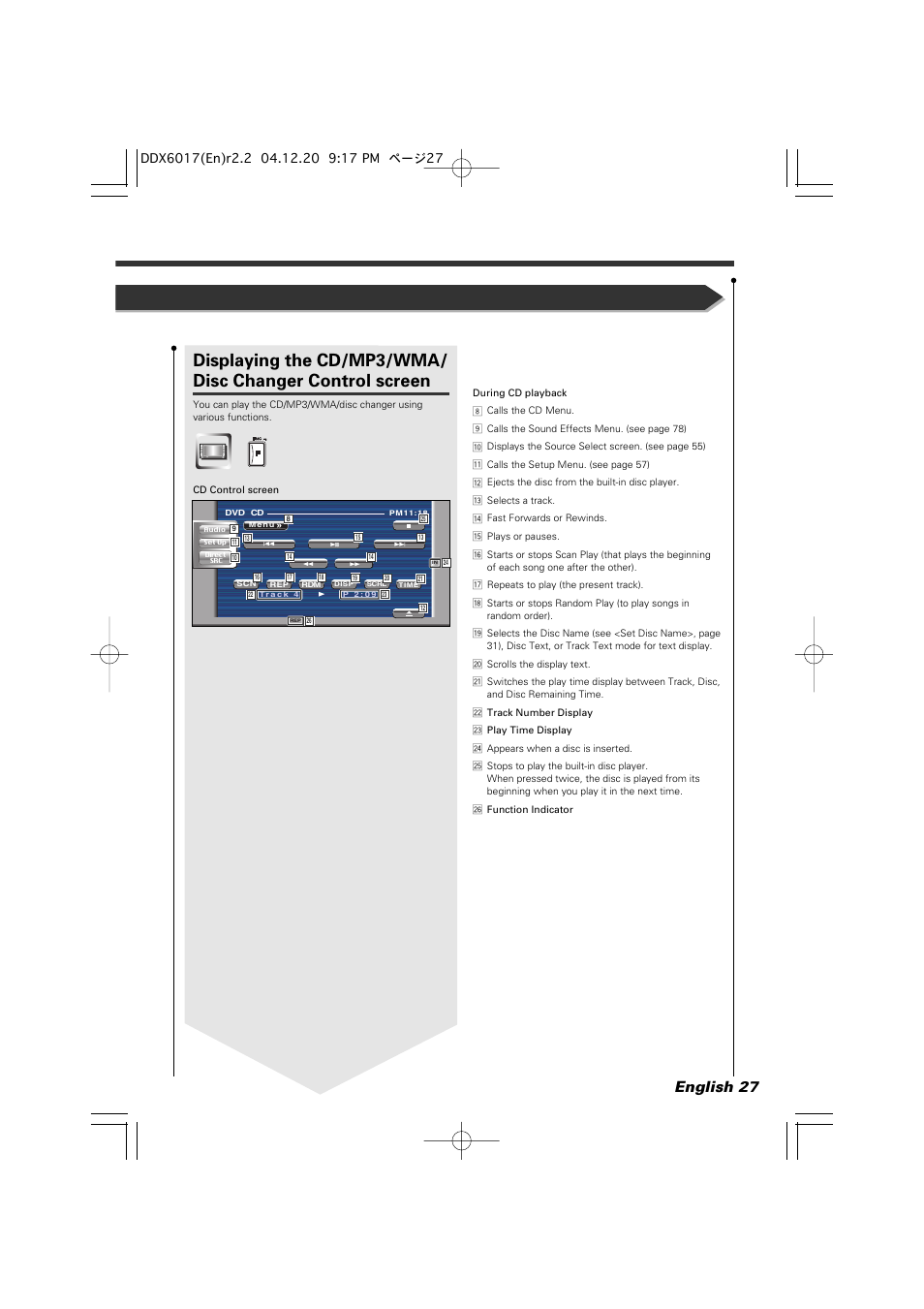 English 27 | Kenwood DDX6017 User Manual | Page 27 / 92