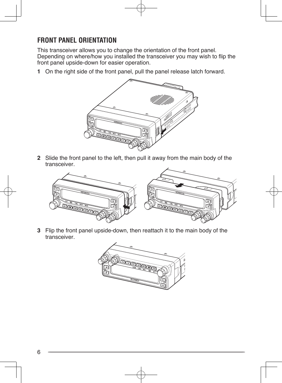 Front panel orientation | Kenwood TM-V71E User Manual | Page 14 / 107