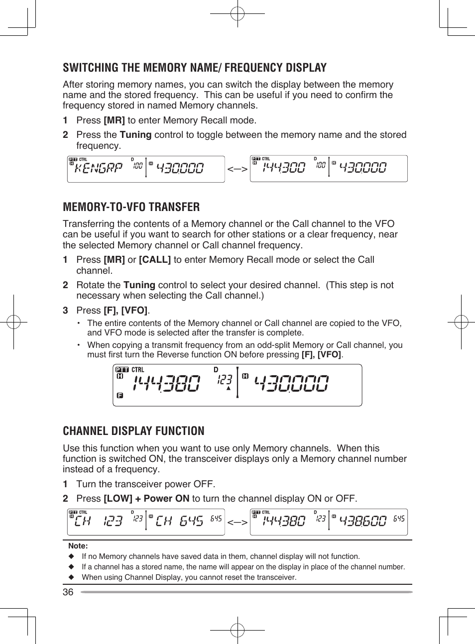Channel display function | Kenwood TM-V71E User Manual | Page 44 / 107