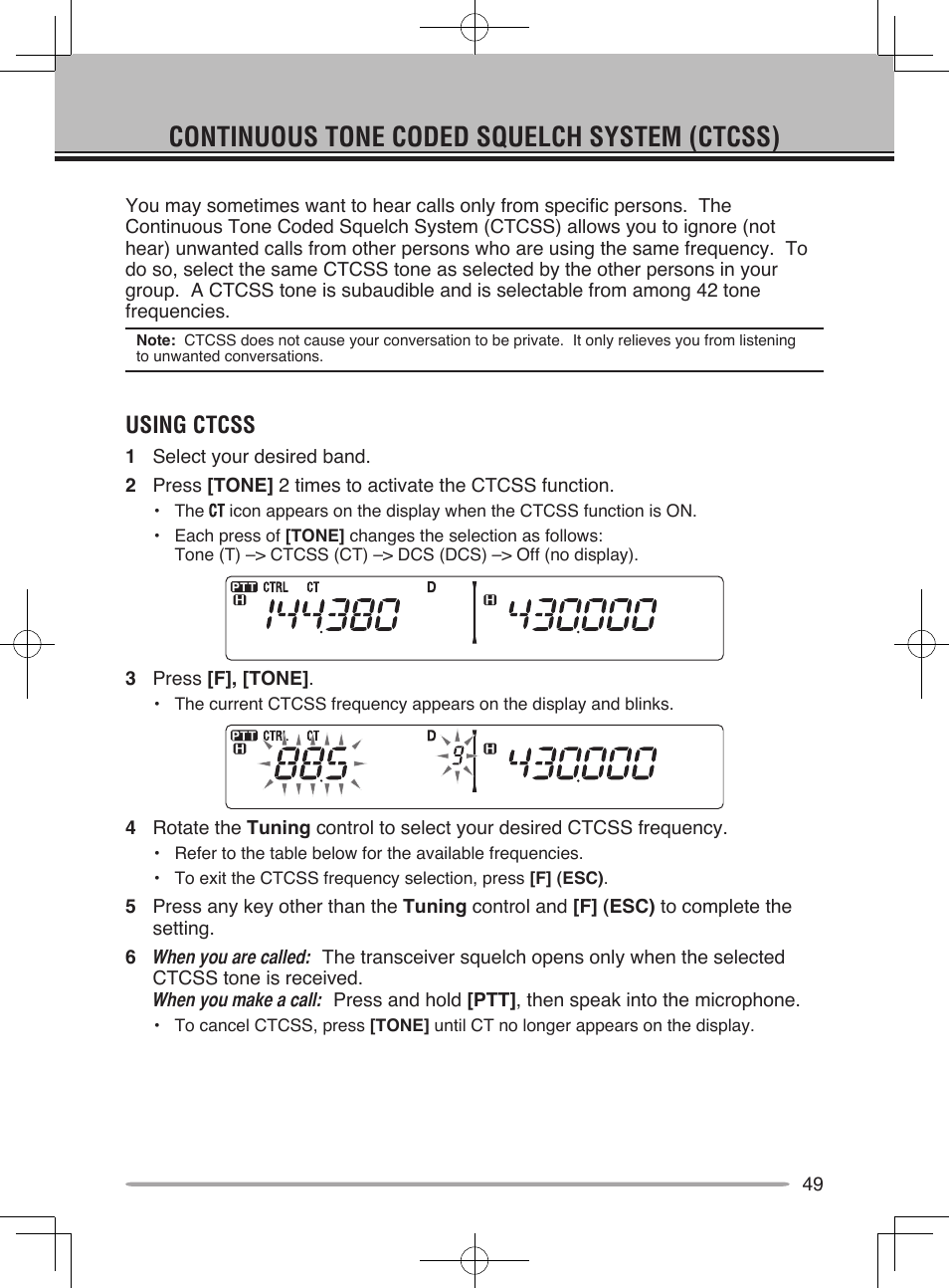 Continuous tone coded squelch system (ctcss), Using ctcss | Kenwood TM-V71E User Manual | Page 57 / 107