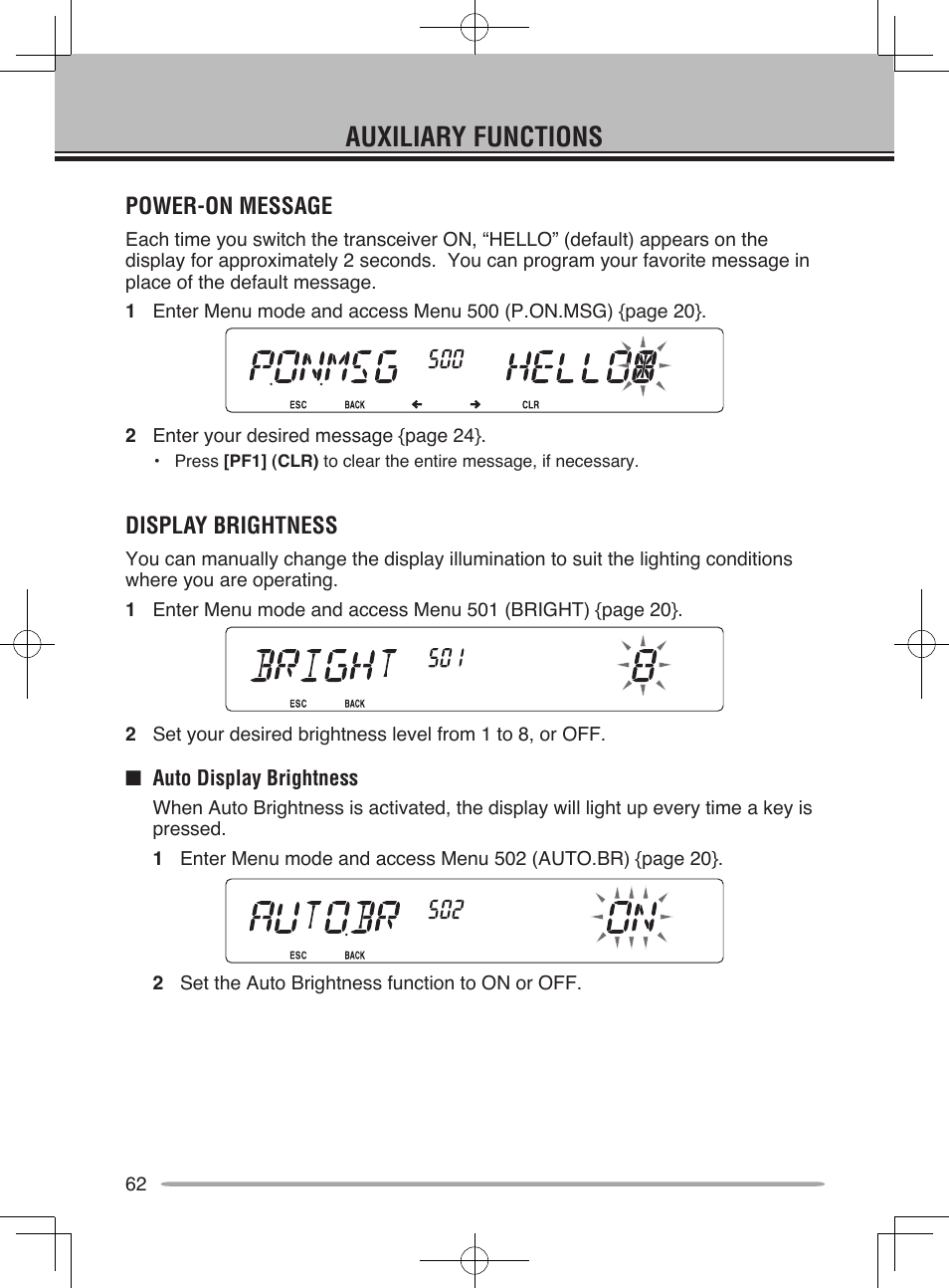 Auxiliary functions | Kenwood TM-V71E User Manual | Page 70 / 107