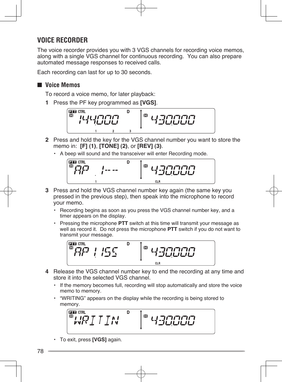 Voice recorder | Kenwood TM-V71E User Manual | Page 86 / 107
