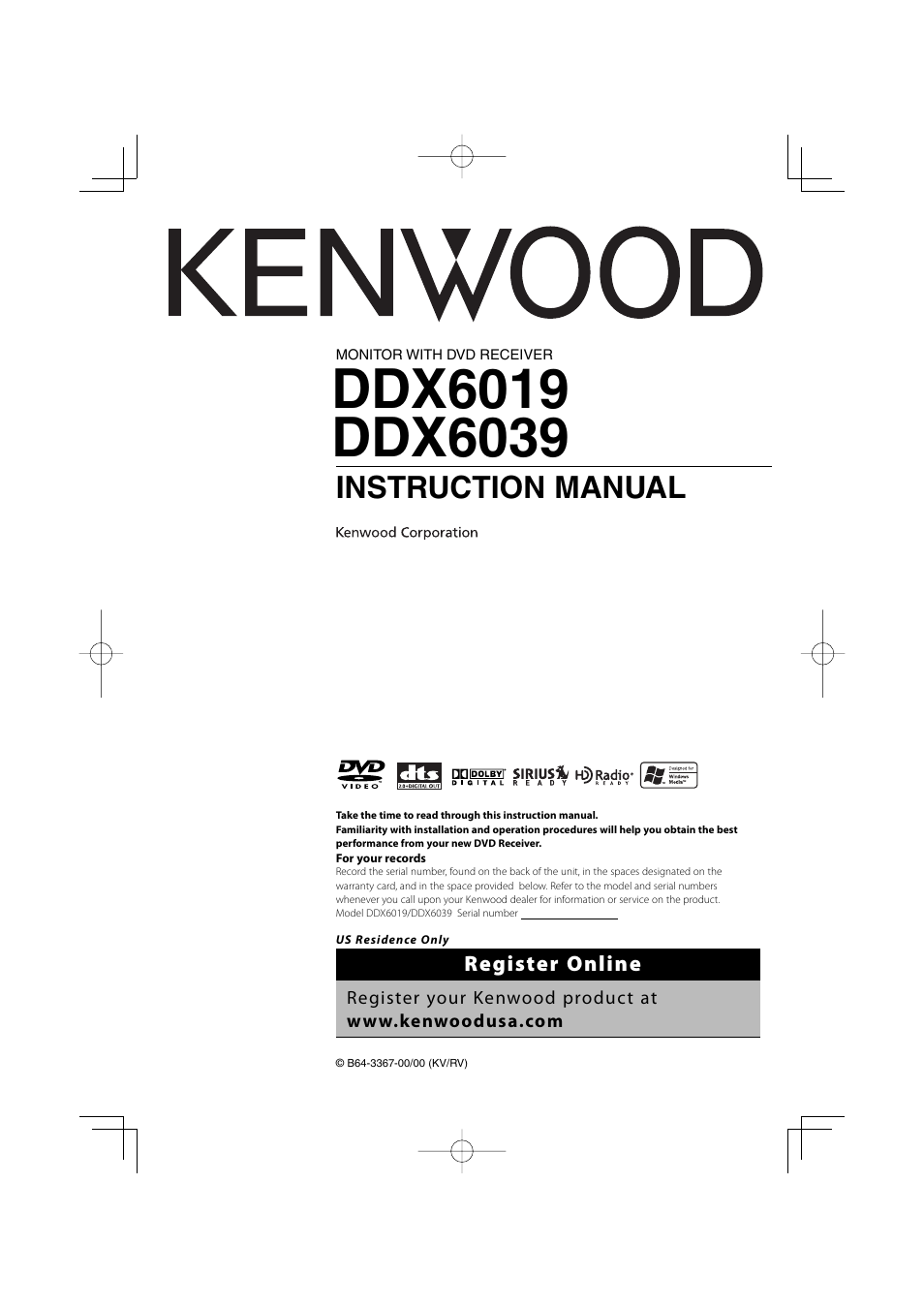 Kenwood DDX6019 User Manual | 88 pages
