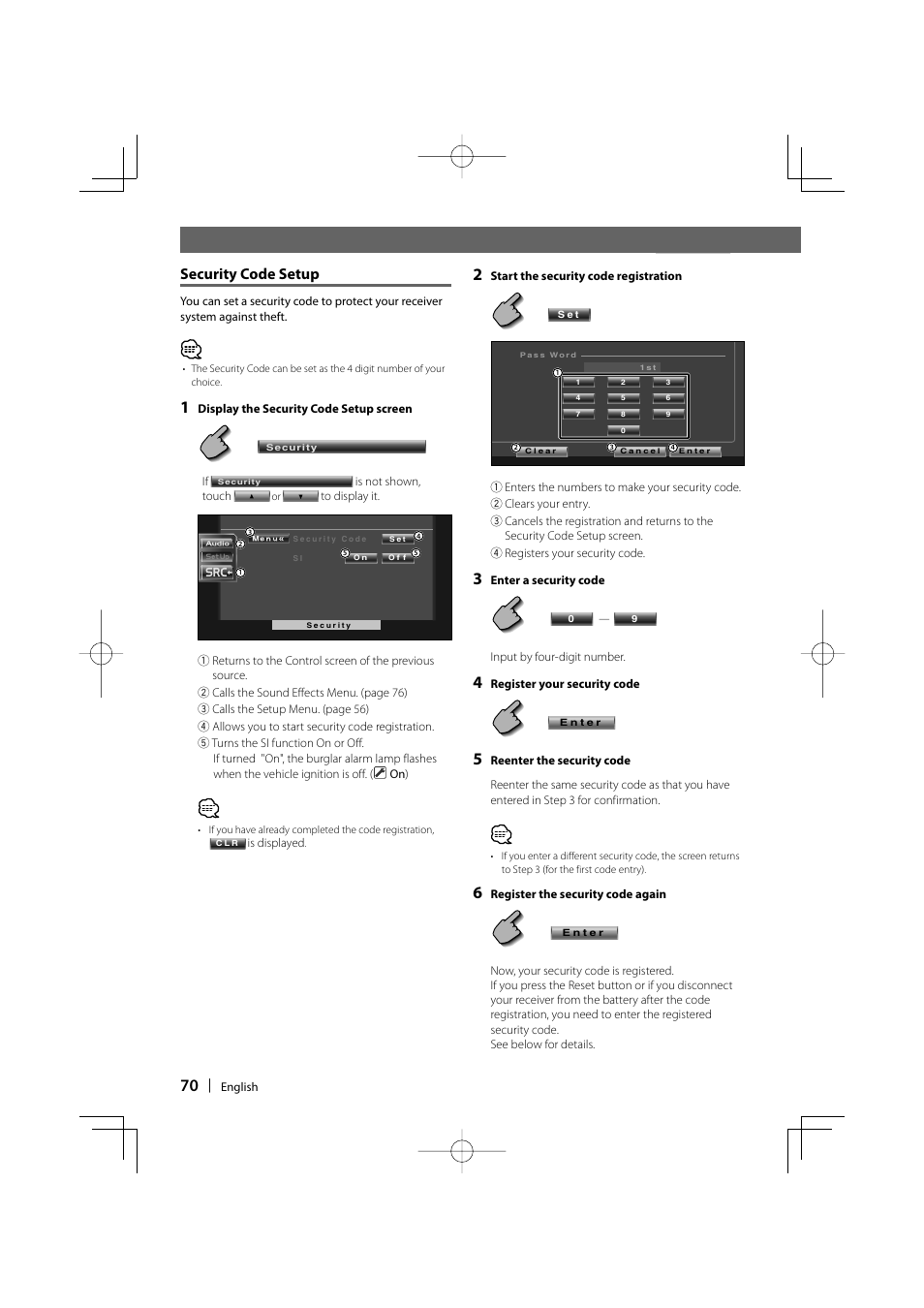 Before use, Security code setup | Kenwood DDX6019 User Manual | Page 70 / 88