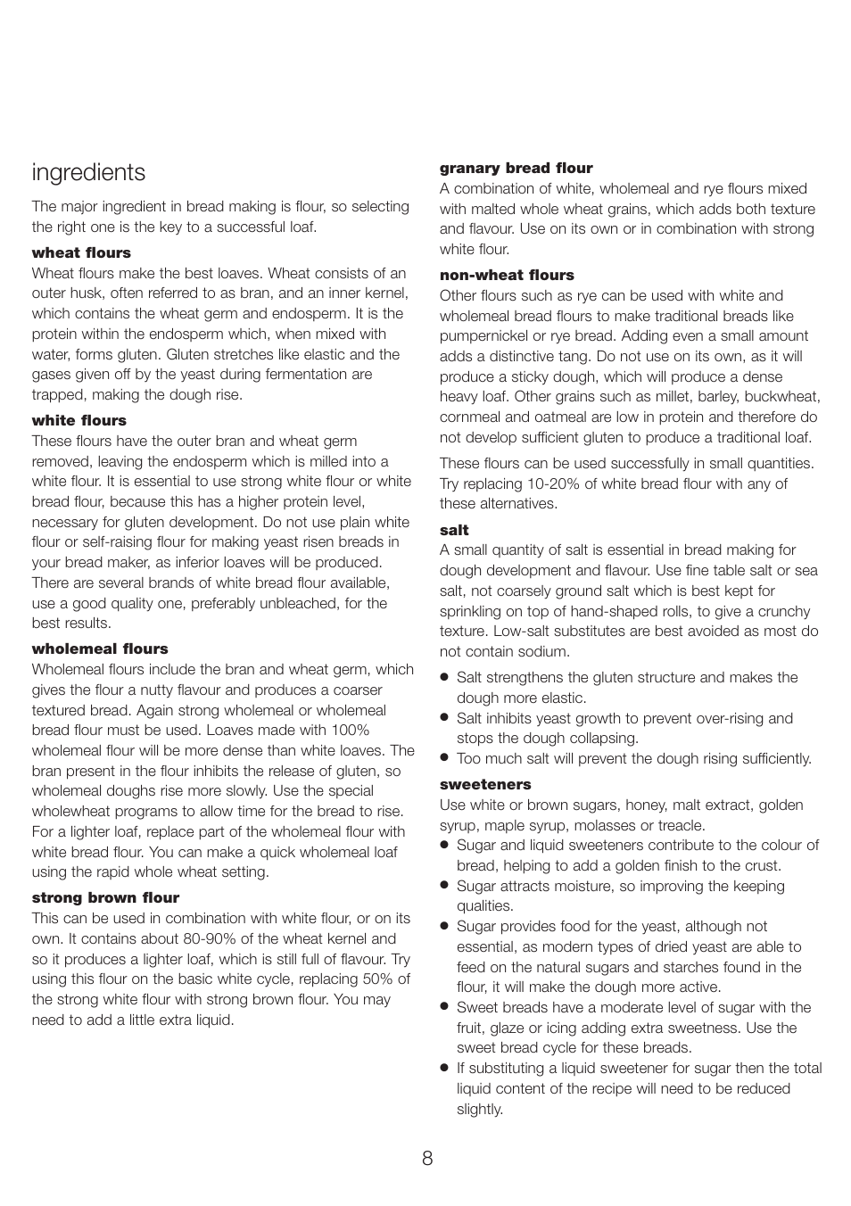 Ingredients | Kenwood BM350 User Manual | Page 12 / 19