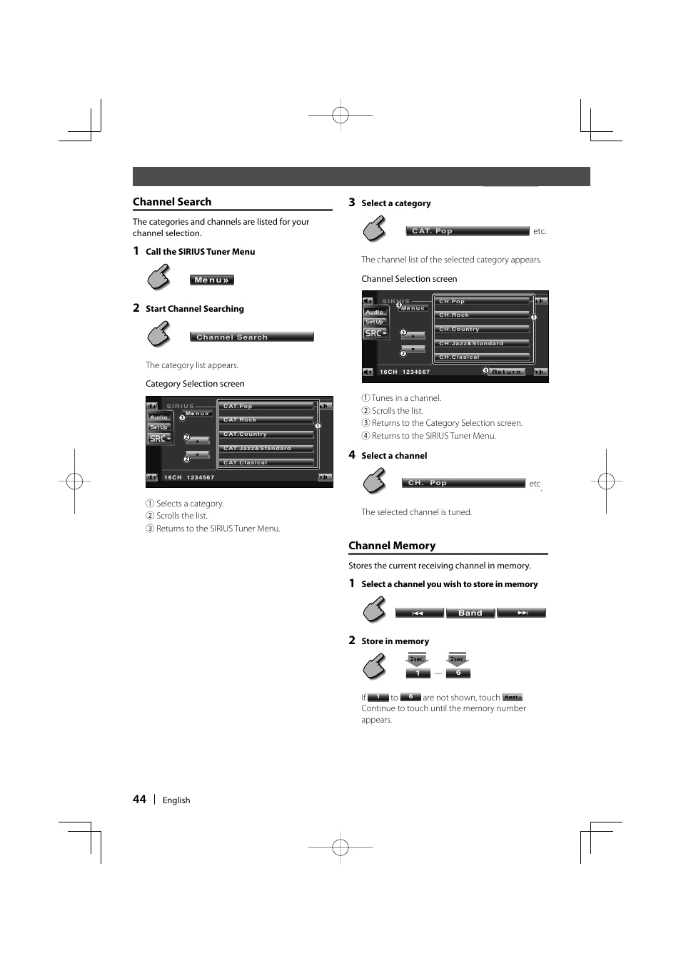 Channel search | Kenwood KVT-747DVD User Manual | Page 44 / 92