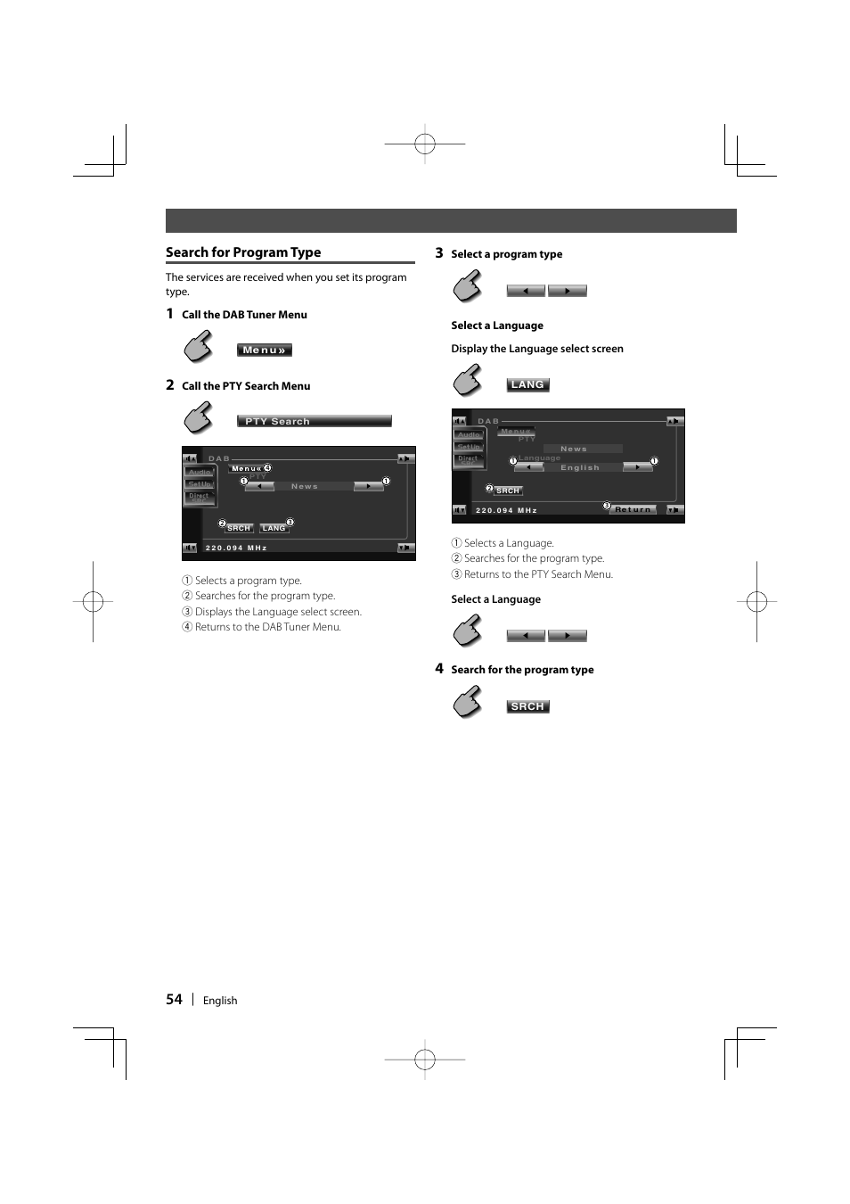 Search for program type | Kenwood KVT-747DVD User Manual | Page 54 / 92