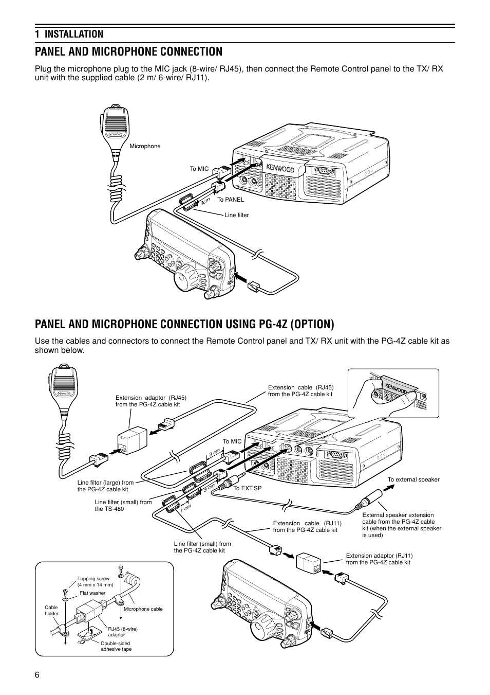 Panel and microphone connection, 1 installation | Kenwood TS-480SAT User Manual | Page 14 / 104