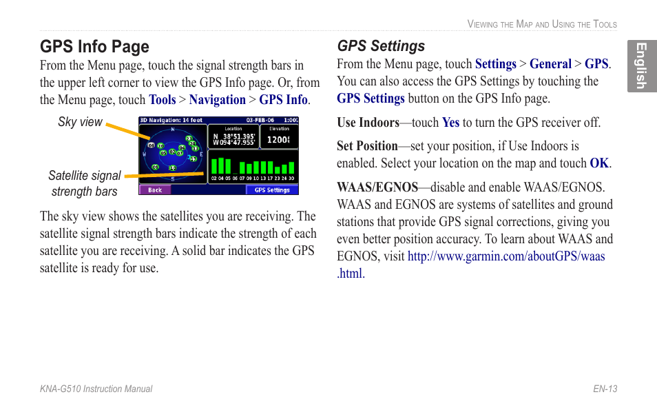Gps info page | Kenwood KNA-G510 User Manual | Page 19 / 160