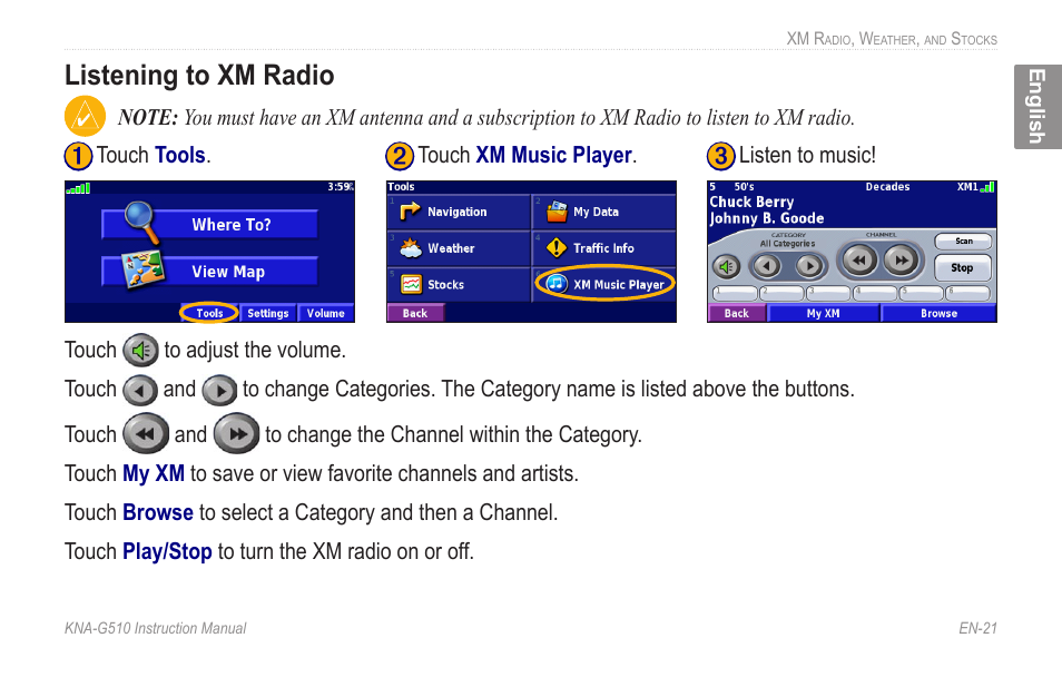 Listening to xm radio, Listening.to.xm.radio | Kenwood KNA-G510 User Manual | Page 27 / 160