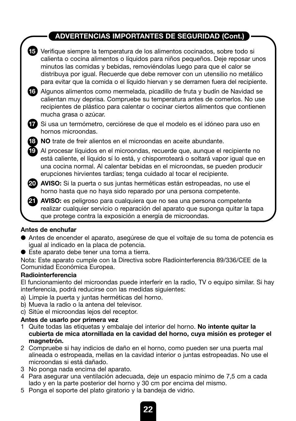 Kenwood MW430M User Manual | Page 22 / 38