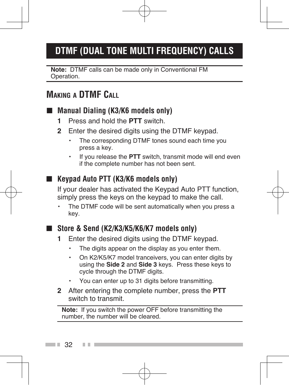Dtmf (dual tone multi frequency) calls, Dtmf c | Kenwood TK-5410 User Manual | Page 42 / 66