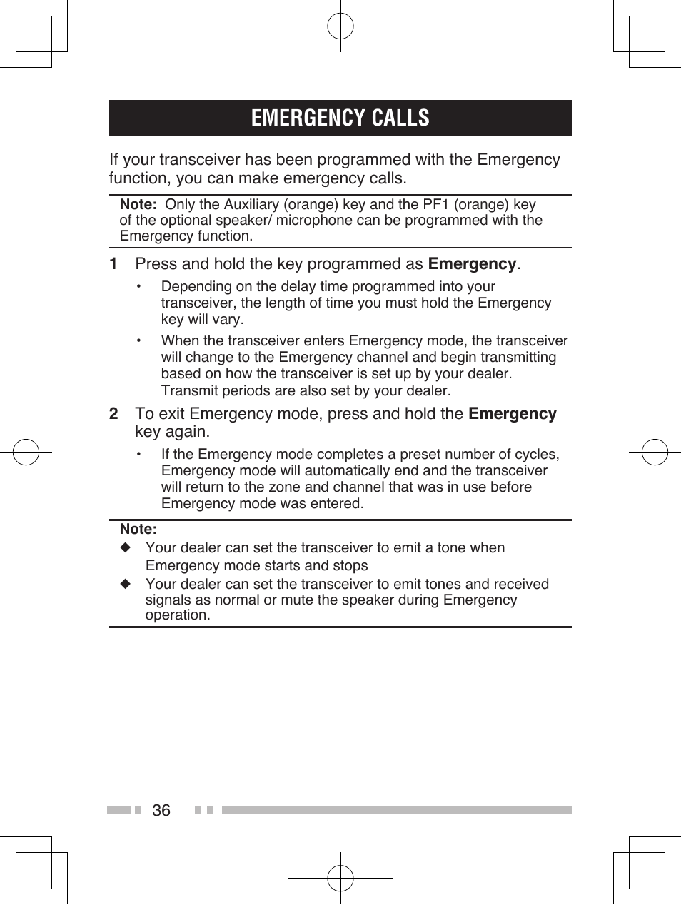Emergency calls | Kenwood TK-5410 User Manual | Page 46 / 66